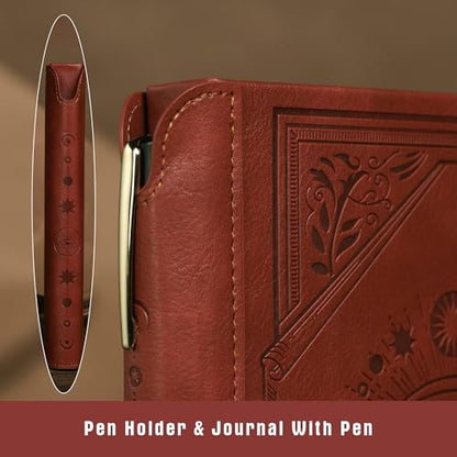 TIEFOSSI Lined Journal Notebook for Women Men, Leather Journal with Pen, A5 Evil Eye Hardcover Notebook for Work, Journaling, Travel & School, 100 GSM Thick Paper, 320 Numbered Pages, 6.2 x 8.3 in - color: Brown