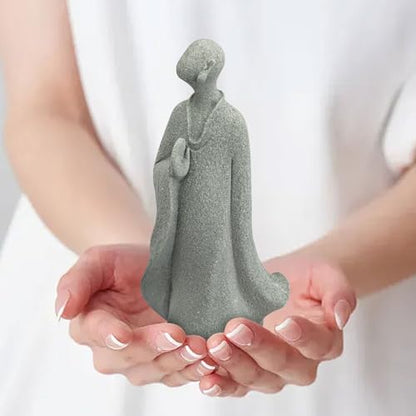 Meditation Faceless Monk Statue, Sandstone Buddha Monk Figure Decoration for Minimalism Space/Desktop Ornament