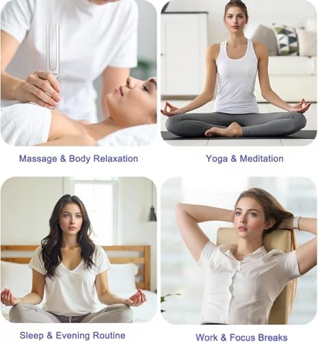 Tuning Fork Set 128Hz,136.1Hz,256Hz,384Hz with Activator Generates Weighted and Unweighted Sounds for Chakra Balancing,Yoga,Meditation and Relaxation