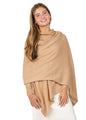 Velanio Cashmere Luxury Knitted Wrap Travel Shawl Scarf, Pashmina Stole, All-Season Scarf for Women Cashmere Wool Blend - color: Tan