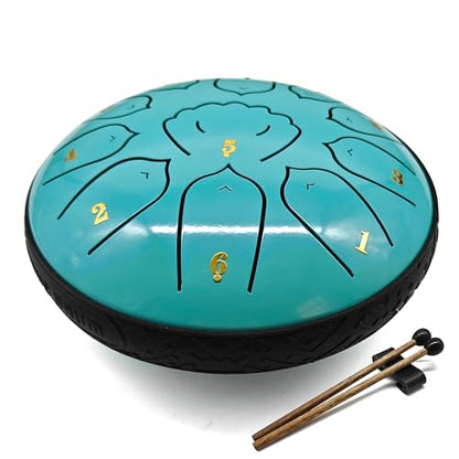 Rain Drum for Outside Garden, MIUYA 6 Inch 11 Notes Steel Tongue Drum for Adults, Beginner Percussion Instrument for Meditation Yoga, Macaron Mint - color: Macaron Mint
