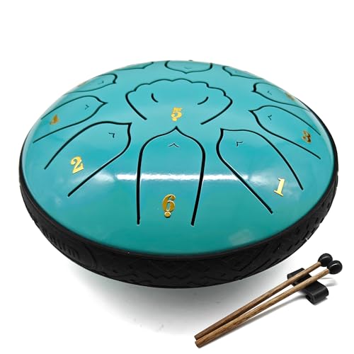 Rain Drum for Outside Garden, MIUYA 6 Inch 11 Notes Steel Tongue Drum for Adults, Beginner Percussion Instrument for Meditation Yoga, Macaron Mint - color: Macaron Mint