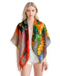 PoeticEHome Cashmere Scarf Wrap 36"x36" - Featherlight & Wrinkle-Free Artistic Square Shawl for Travel & Office, Gift Ready - color: Sunflowers - 36"