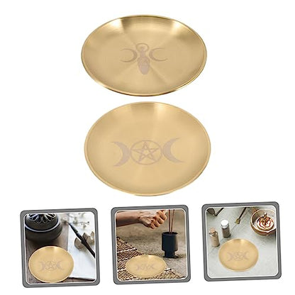 Cabilock 2pcs Altar Plate for Candle Holders Tarot Ceremony Tray Unique Patterns for Spiritual Offerings and Home Decor Elegant Candle Tray for Rituals and Decoration