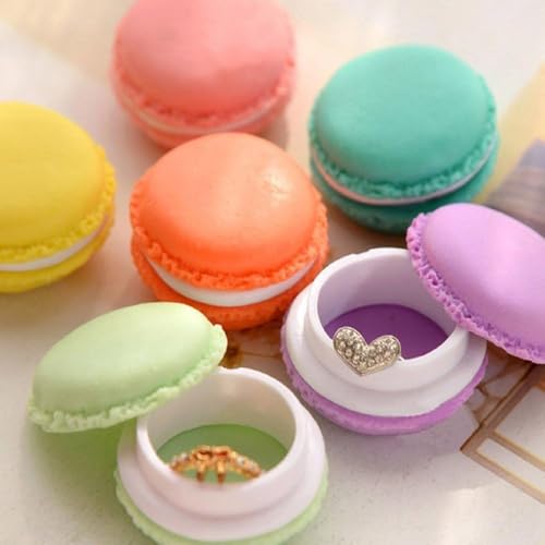 6PCS Cute Macaron Shape Jewelry Storage Box Mini Storage Case Adorable Candy Color Jewelry Organizer Creative Jewelry Storage Case