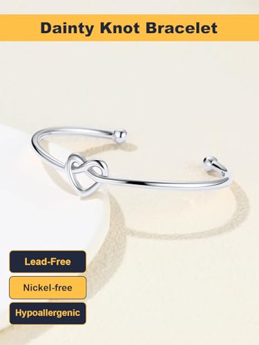 U7 Unisex Simple Cuff Bracelet 18K Real Gold Platinum Plated Fine Bracelets Fashion Jewelry Open Bangle Cuff Bracelets, Twisted or Heart Style - color: D.Knot Bracelet-Platinum