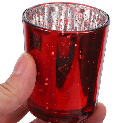 VOSAREA 2pcs Tea Light Candle Holders Red Altar Holders Home Decor Centerpiece
