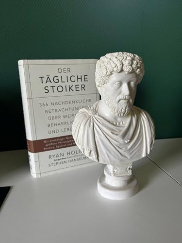 Marcus Aurelius Bust - Elegant Marble Statue for Home Decor and Philosophy Book Collections | Inspirational for Stoicism and Meditations
