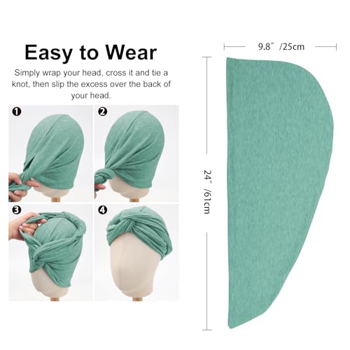 DRESHOW African Turban for Women Knotted Hairwraps for Sleeping Turban Headwraps Head Warmer Scarf for Black Women Chemo Cap - color: 1 Pc Style 2: Aqua Green
