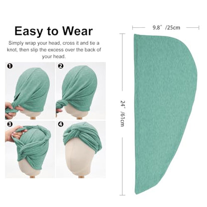 DRESHOW African Turban for Women Knotted Hairwraps for Sleeping Turban Headwraps Head Warmer Scarf for Black Women Chemo Cap - color: 1 Pc Style 2: Aqua Green