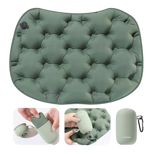 Inflatable Seat Cushion, Lightweight Portable Air Cushion with Pump, Airplane Seat Pad for Flights Pressure Relief, Waterproof Chair Pad, Stadium Cushions for Travel, Camping, Hiking(Green) - color: Green