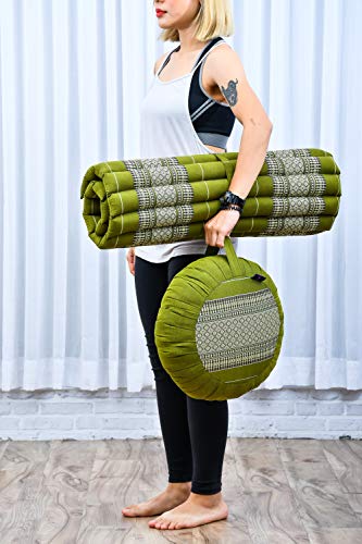 Leewadee Zabuton Seating Cushion – Square Floor Seat for Meditation Exercises, Light Yoga Mat Filled with Kapok - color: Sf17 - Green