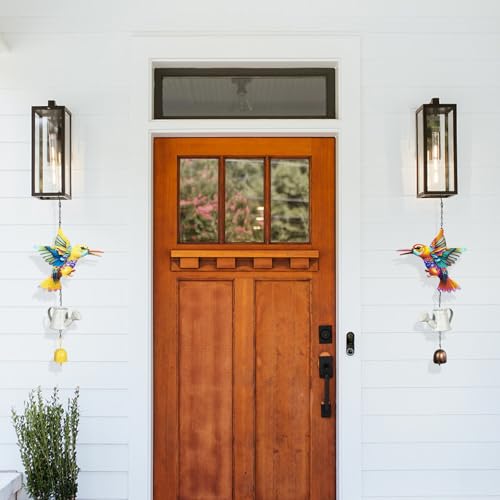 Metal Hummingbird Hanging Decor, Bird Wind Chime Bell Hanging Decor for Outdoor Garden Yard Doors Walls Living Rooms Bedrooms, 2 Pack (Bird-c-Kettle) - style: bird-c-kettle