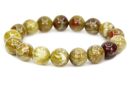 Keleny Semi Precious Stones Natural Gemstones 12mm Round Beads Crystal Stretch Bracelets 7 Inch Unisex - color: Green Serpentine