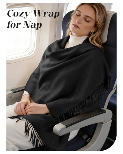 Winter Scarf for Women Pashmina Shawls and Wraps for Evening Dresses Wedding Party Bridesmaid Warm Long Scarves Shawl - color: Black