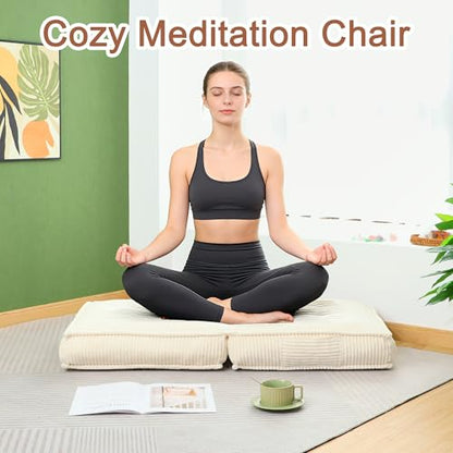 Adjustable Floor Chair with Back Support, 6-Position, Folding Japanese Meditation Tatami Chair, Comfy Gaming Chairs for Adults, Accent Sofa Reading Chairs, Living Room, Bedroom, Beige - color: Beige