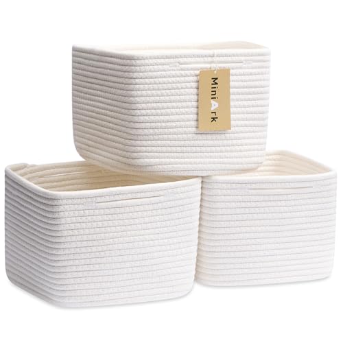 MiniArk Small Organizing Baskets for Cubes Shelf, 9.7x9.7x7.1 Inch Rope Woven Storage Bins for Nursery Shelves Storage, Cute Toy Basket, Square 3 Packs Off White - color: Off White, size: Square-9L (▢9.7"×9.7"×H7.1")