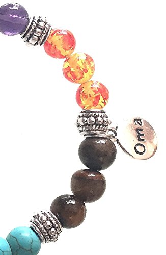 OMA 7 Chakra Semi Precious Stones Tibetan Buddhist Meditation and Healing Bracelet With Charm Brand - style: Dove