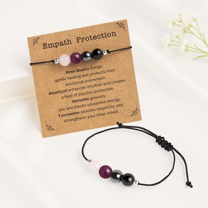 Negative Energy Protection Bracelet, Anxiety Bracelet For Women, Men, Protection Jewelry Gift For Her, Him, Pulsera De Proteccion Para Mujer, Calming Anxiety Relief Items (Empath Protection)
