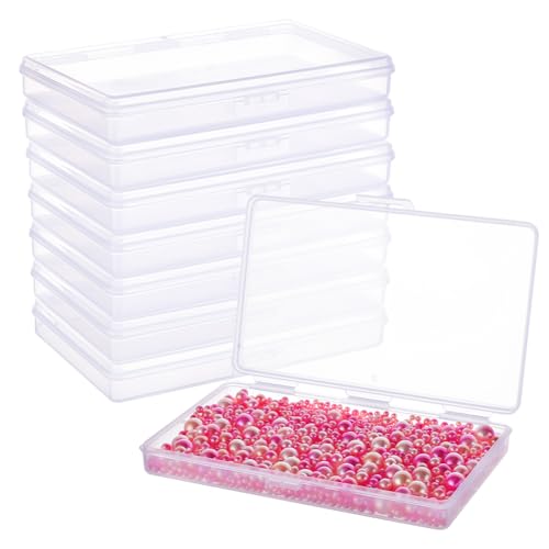 BENECREAT 8 Pack 6x3.5x0.8 Inch Rectangle Clear Plastic Storage Box with Double Hinged Lids for Photo, Pencil, Craft Tools, and Other Small Accessories - color: 6x3.5x0.8", size: Rectangle