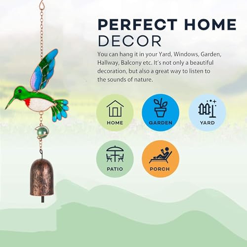 Wind Chimes,Humingbird Patio Decor,Outdoor Decor,Garden Decor,Window Hanging,Aluminum Bell