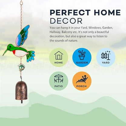 Wind Chimes,Humingbird Patio Decor,Outdoor Decor,Garden Decor,Window Hanging,Aluminum Bell