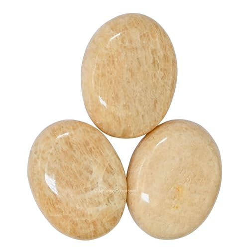 Cream Moonstone Crystals and Healing Stones - Large Palm Stone Crystals Piedra - Crystal for Good Luck, Positive Energy, Meditation - Unique Stocking Stuffers and Birthday Gifts for Women, Men - color: Cream Moonstone