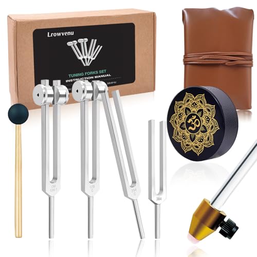 Tuning Forks for Healing Set – 128Hz, 136Hz, 256Hz, 384Hz. Body Tuning Forks Chakra Set, for Medical Sound Healing Therapy, Meditation, DNA Repair, Reiki Energy, Guitar Tune Fork - size: Health 4 set