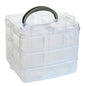 Kamay's Medium 3 Tier Stackable Adjustable Compartment Slot Bead Craft Jewellery Tool Storage Organiser Snap-lock Tray Container, with 18 Compartments, Container Box White - style: Medium 3 Tier 18 Compartments White
