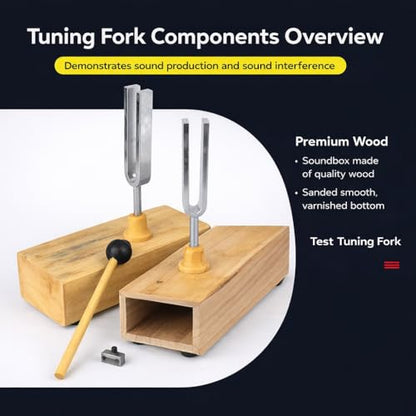 2pcs Tuning Fork 440Hz Vibration Wood Resonator Box Experimental Instrument Tuning Fork Knocker 6.5x16mm 0.3x0.6in