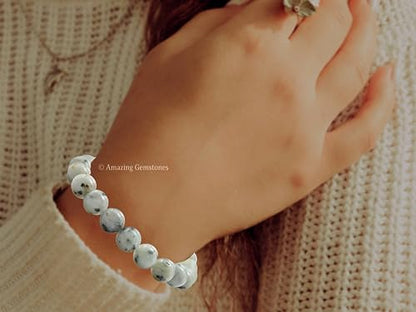 Amazing Gemstone Crystal Bracelet for Women Men's Gifts - Protection Healing Crystal Bracelet - 8mm Gemstone Beaded Stretchable Bracelet Pulseras Para Hombres Mujer Stocking Stuffers Mothers Day Gift (Kiwi Jasper) - color: Kiwi Jasper