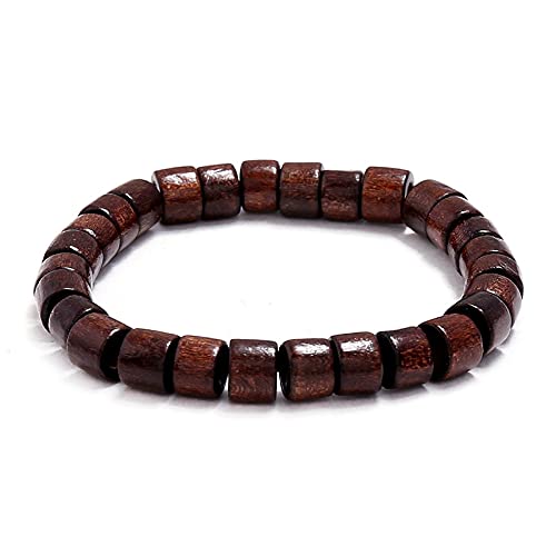 COLORFUL BLING 4Pcs Classic Natural Sandalwood Bead Bracelet Strand Wood Tibetan for Men Women Meditation Buddhist Mala Prayer Jewelry - color: long