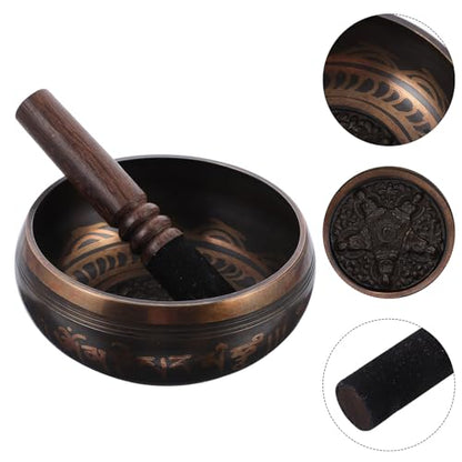 BESTonZON Tibetan Meditation Singing Bowl with Wooden Mallet High Resonance Sound for Yoga Relaxation Music Therapy and Home Decoration