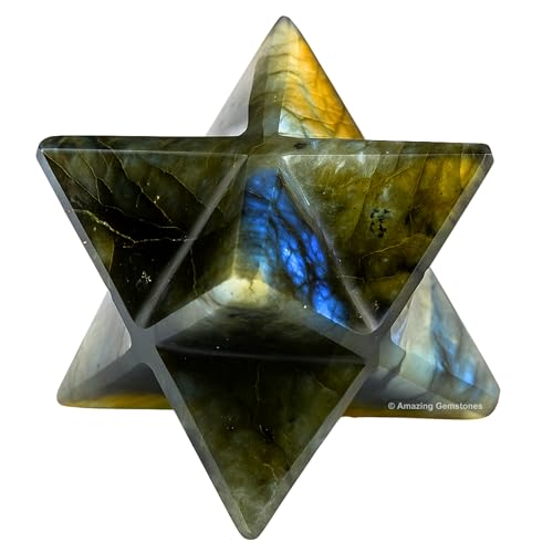 Amazing Gemstone Labradorite Merkaba Crystal - 0.75 Inches Metaphysical Merkaba Star for Meditation - Energetic Tetrahedron Crystal and Healing Stones for Spiritual Growth and Healing (15-20mm) - color: Labradorite, size: 15-20 mm