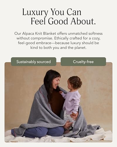 UnHide Knit Alpaca Blanket - 60" x 80" Ultra-Soft & Lightweight Throw - Made with Alpaca & Merino Wool - Sustainable & Ethically Sourced - Night Owl - color: Night Owl, size: Alpaca (60" x 80")