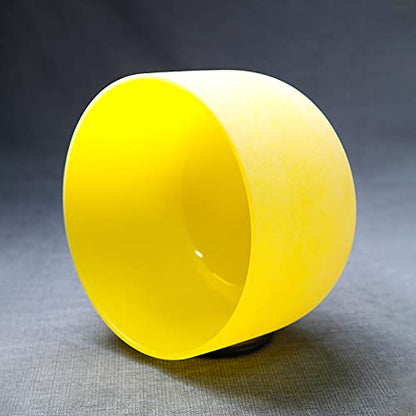 Hye-eun 10 inch E Note 432hz Solar Plexus Chakra Yellow Color Frosted Quartz Crystal Singing Bowl without Carrier Case for Yoga Healing Sound Energy Vibration - color: 10"E 432hz Yellow without bag
