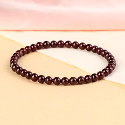 LPBeads Handmade Natural Gemstone Stretch Elastic Bracelet Healing Crystal Round Stone Beads Jewelry Gifts for Women Men - color: Garnet, size: 4mm