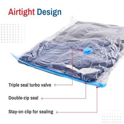 6 Pack Small Vacuum Storage Bags for Comforters, Blankets & Clothes – Vacuum Sealed Compression Bags with Hand Pump – Space Saver Storage Bags for Bedding, Moving, Travel & Organization - size: 6 Small Bags