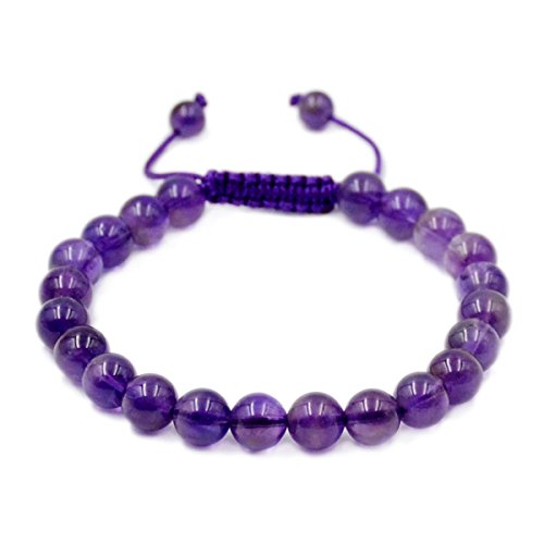 AD Beads Unisex 8mm Gemstone Bracelets Healing Macrame Adjustable 7-9 Inches || wear this healing natural gemstone bracelet help to erase your pain and fear || recover your energy||| - color: Amethyst