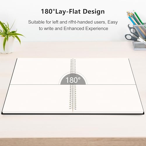 RETTACY Blank Journal Notebook, 300 Pages, A4 Large Size (8.2'' x 11.2''), 120 GSM Thick Paper, Flexible Plastic Cover, Spiral-bound, for Sketching, Drawing, Painting (Black) - color: Black