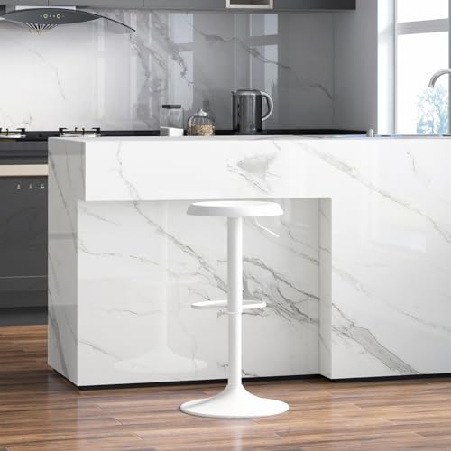 Adjustable Bar Stool, Swivel Round Metal Airlift Barstool, Backless Counter Height Bar Chair for Kitchen Dining Room Pub Cafe, 1 pc (White) - color: White, size: 1 pc