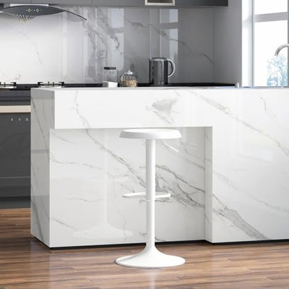 Adjustable Bar Stool, Swivel Round Metal Airlift Barstool, Backless Counter Height Bar Chair for Kitchen Dining Room Pub Cafe, 1 pc (White) - color: White, size: 1 pc