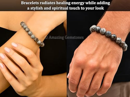 Amazing Gemstone Yooperlite Bracelet for Women Men's Gifts - Protection Healing Crystal Bracelet - 8mm Gemstone Beaded Adjustable Bracelet Pulseras Para Hombres Mujer Stocking Stuffers - color: Yooperlite
