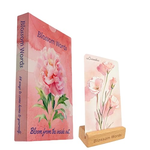 Botanical Affirmation Cards for Women – 64 Floral Self-Love & Healing Cards with Wooden Display Stand – Daily Mindfulness & Emotional Wellness Gift for Women, Best Friend, Sister