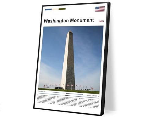 poster original design Washington Monument(24"x16" Wrapped Canvas) wall art Washington DC photography USA capital landmark picture American history scenery patriotic home decor landscape - color: Washington Monument, size: 24"L x 16"W