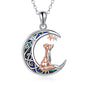 Sterling Silver Cute Animal Pendant Necklace Fox/Snake/Unicorn/Owl on Moon/Rabbit/Horse Necklace Jewelry for Women Mom Sister - style: Fox on Moon