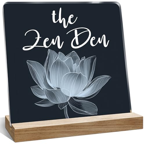 Yoga Room Motivational Gifts Lotus Sign, Inspirational Zen Office Décor, Zen Den Lotus Desk Decoration for Home - color: Red