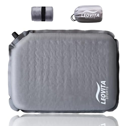 Inflatable Seat Cushion Lightweight Self-Inflating Memory Foam Cushion for Stadium Camping Bleachers Airplane Travel Waterproof Portable Blow Up,Gray