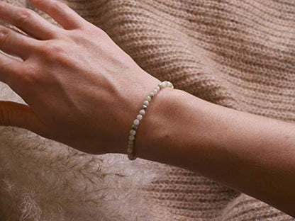 BERGERLIN Real natural stone bracelet - Tested and certified in Germany - Genuine bracelets with 925 Sterling silver pearl and faceted pearls - color: Myanmar Jade, size: Medium