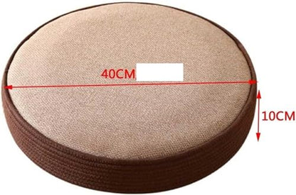 Meditation Floor Cushion, Seat Cushion Straw Futon Cushion Household Circular Breathable Linen Yoga Pillow Cotton Thread Woven 10cm Thick Meditation Pillow(Beige)